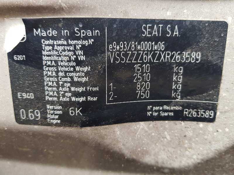 SEAT CORDOBA BERLINA (6K2) SE Motor 1,9 Ltr. - 47 kW SDI