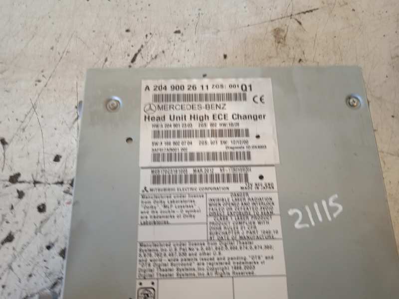 SISTEMA AUDIO / RADIO CD MERCEDES CLASE C (W204) LIM. C 220 CDI BlueEfficiency (204.002)   |   01.11 - 12.14