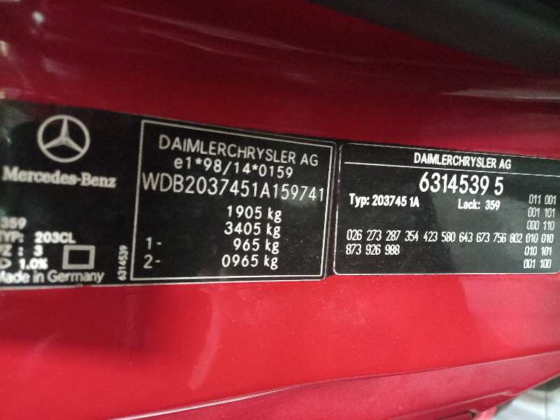 MERCEDES CLASE C (W203) SPORTCOUPE C 200 Compressor (203.745)   |   10.00 - 12.02