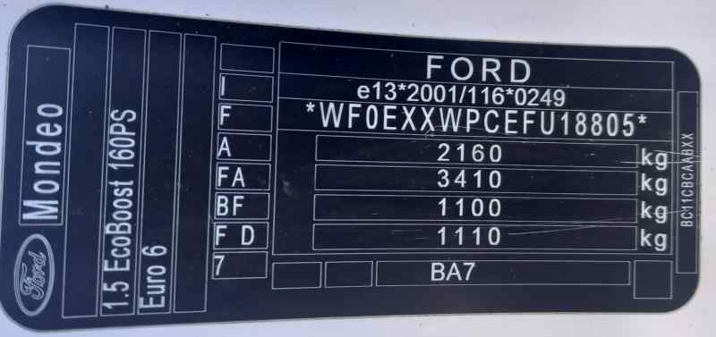 BOTON START/STOP FORD MONDEO LIM. Business Edition   |   01.16 - 12.18
