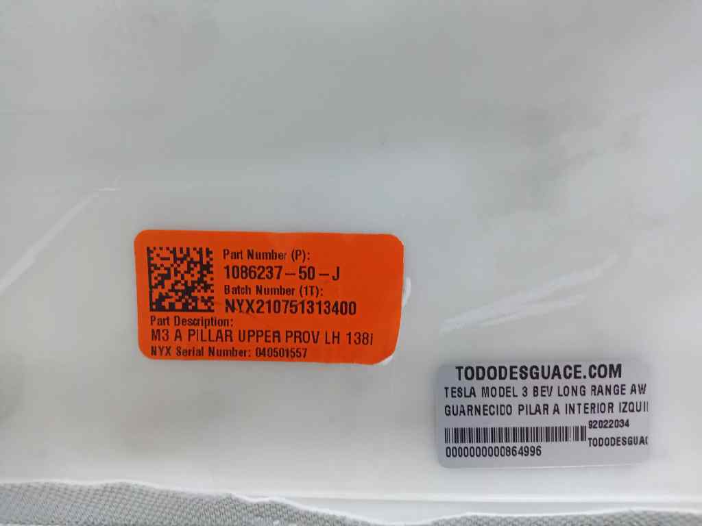 GUARNECIDO PILAR A INTERIOR IZQUIERDA TESLA MODEL 3 BEV LONG RANGE AWD