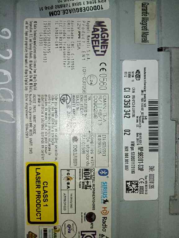 SISTEMA AUDIO / RADIO CD BMW SERIE 3 GRAN TURISMO (F34) 318d   |   03.13 - 12.15