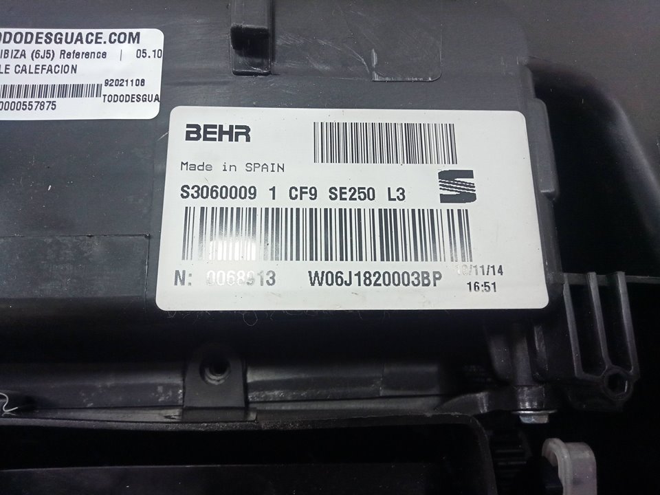 MUEBLE CALEFACION SEAT IBIZA (6J5) Reference   |   05.10 - 12.15