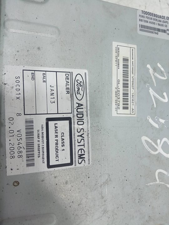 SISTEMA AUDIO / RADIO CD FORD FOCUS BERLINA (CAP) Ghia   |   01.05 - 12.07