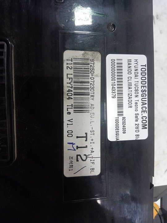 MANDO CLIMATIZADOR HYUNDAI TUCSON Tecno Safe 2WD Bluedrive
