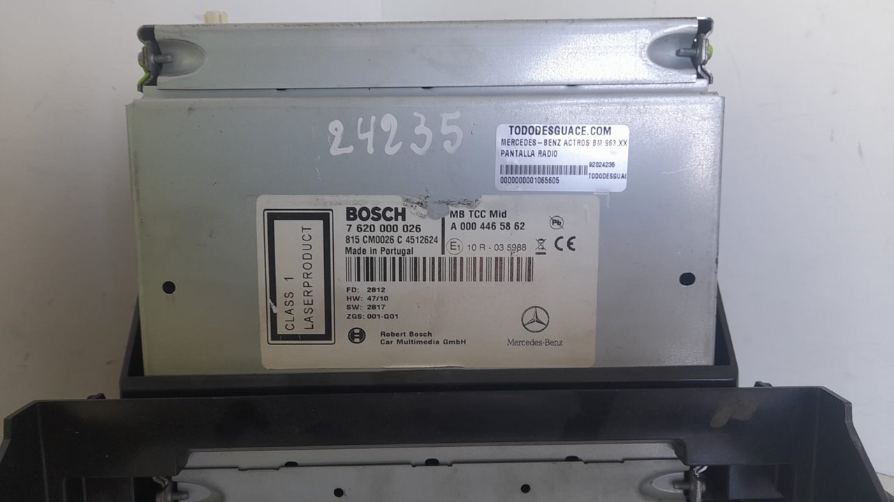 PANTALLA RADIO MERCEDES-BENZ ACTROS BM 963.XXX 2-ACHSER 18XX 4x2 Fahrgestell L ClassicSpace