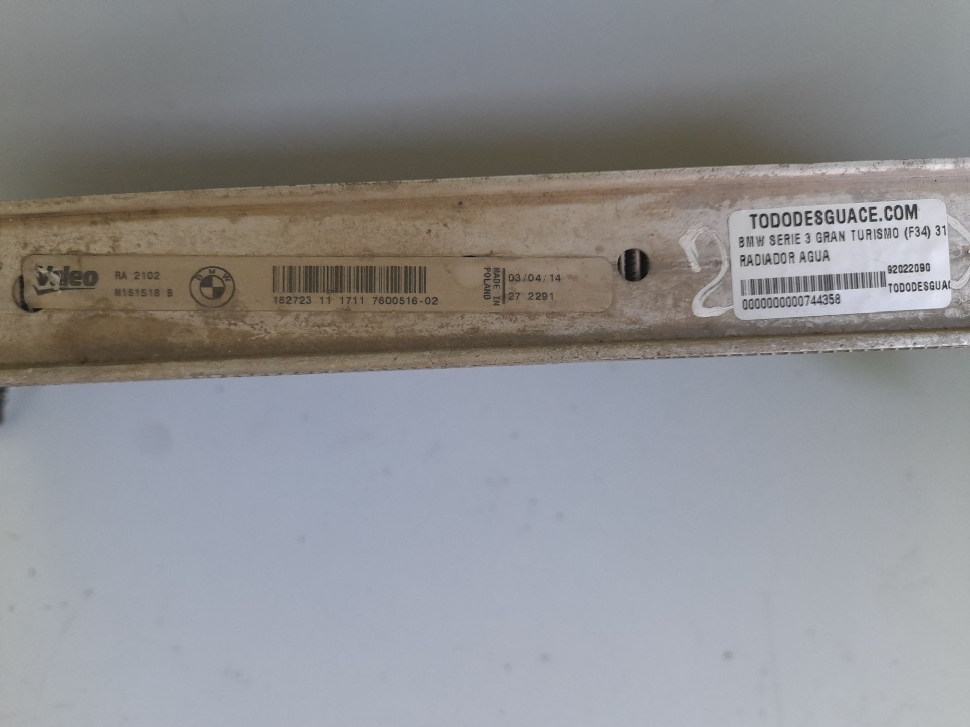 RADIADOR AGUA BMW SERIE 3 GRAN TURISMO (F34) 318d   |   03.13 - 12.15