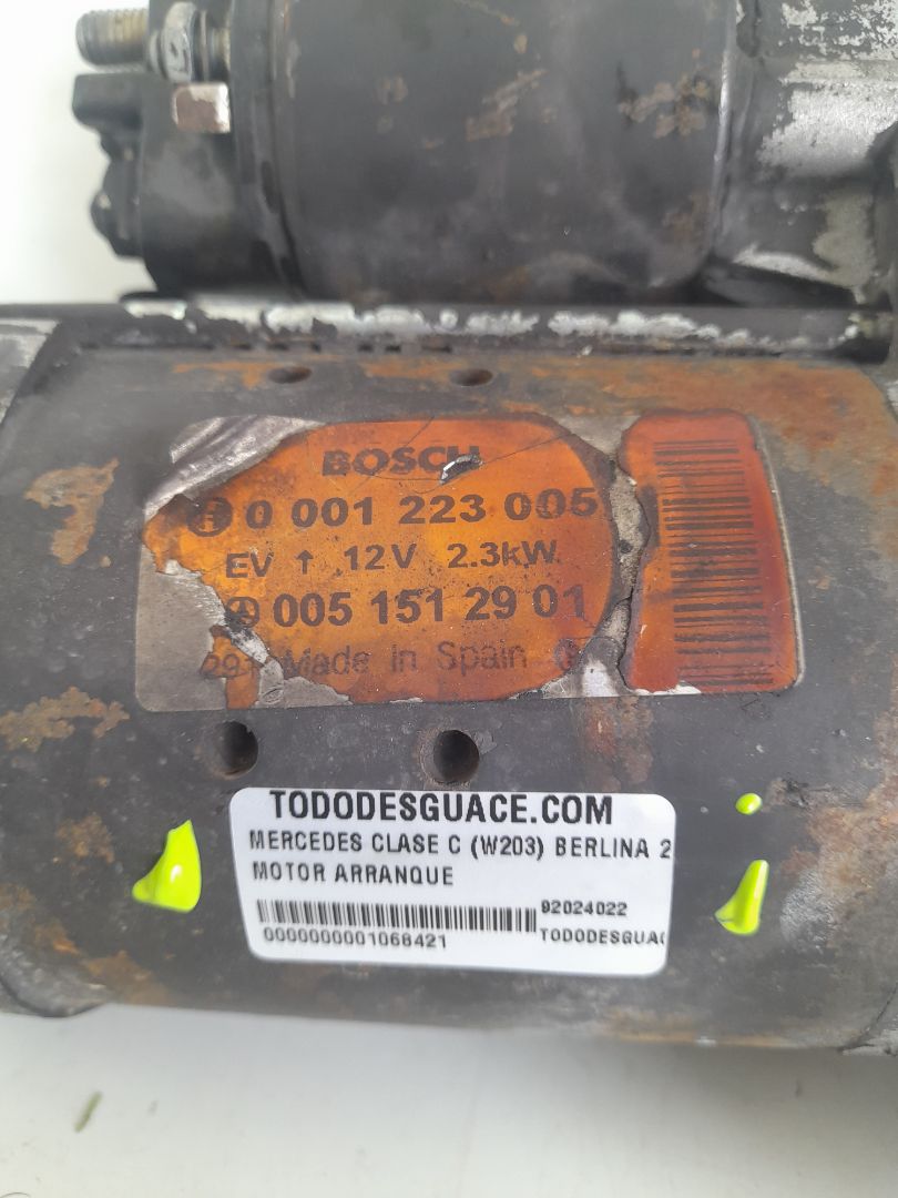 MOTOR ARRANQUE MERCEDES-BENZ CLASE C (W203) BERLINA 270 CDI (203.016)