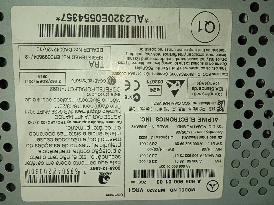 SISTEMA AUDIO / RADIO CD MERCEDES-BENZ SPRINTERII COMBI (DESDE 01.06) 311 / 313 / 314 / 316 CDI (906.731/733/735)