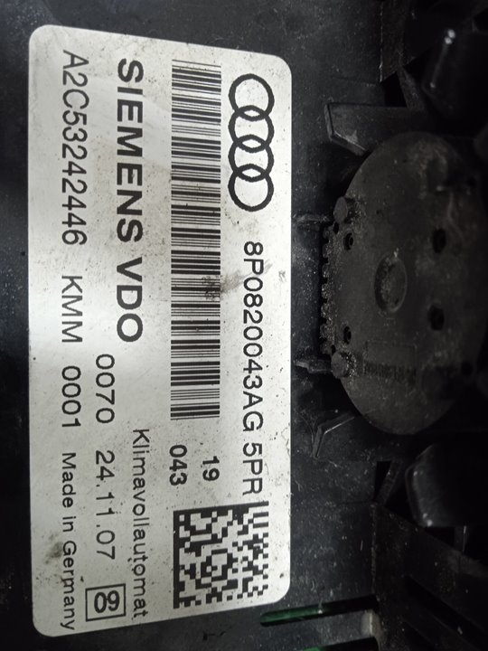 MANDO CALEFACCION / AIRE ACONDICIONADO AUDI A3 SPORTBACK (8P) 1.9 TDI e Ambiente