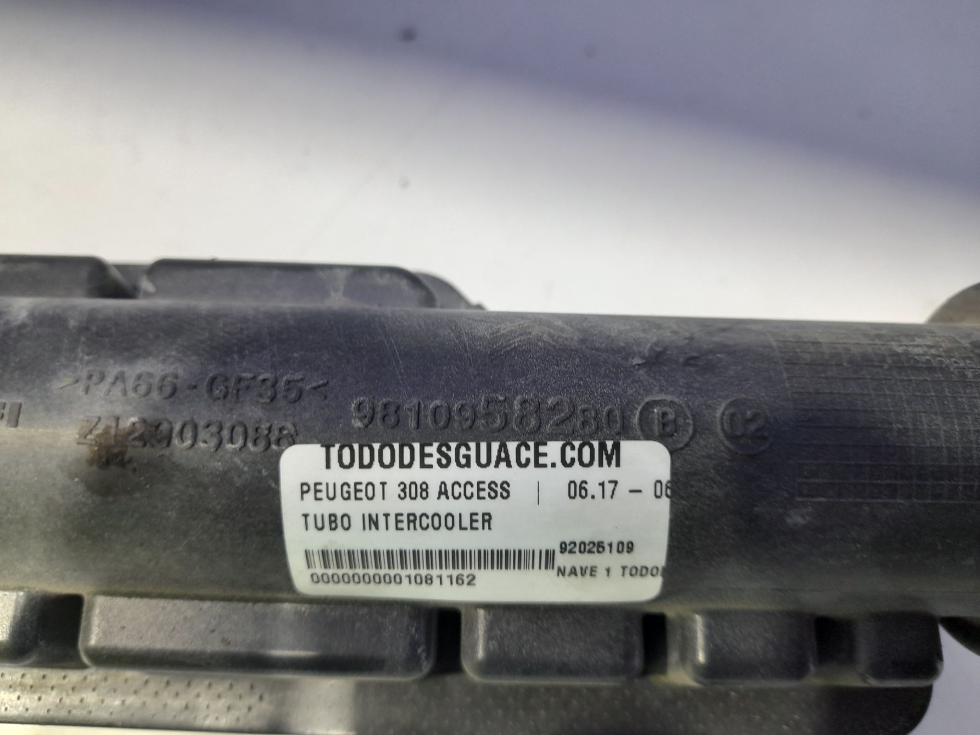 TUBO INTERCOOLER PEUGEOT 308 ACCESS