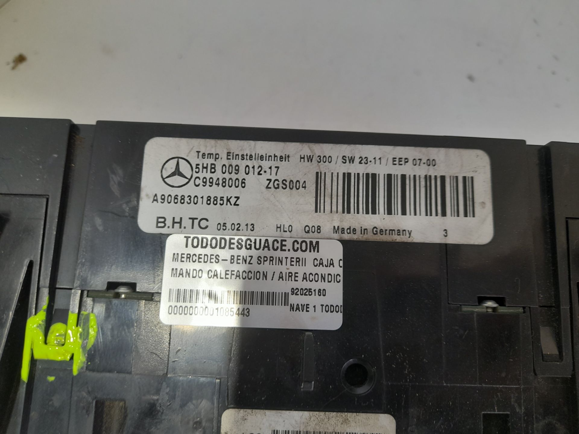 MANDO CALEFACCION / AIRE ACONDICIONADO MERCEDES-BENZ SPRINTERII CAJA CERRADA (DESDE 01.06) *