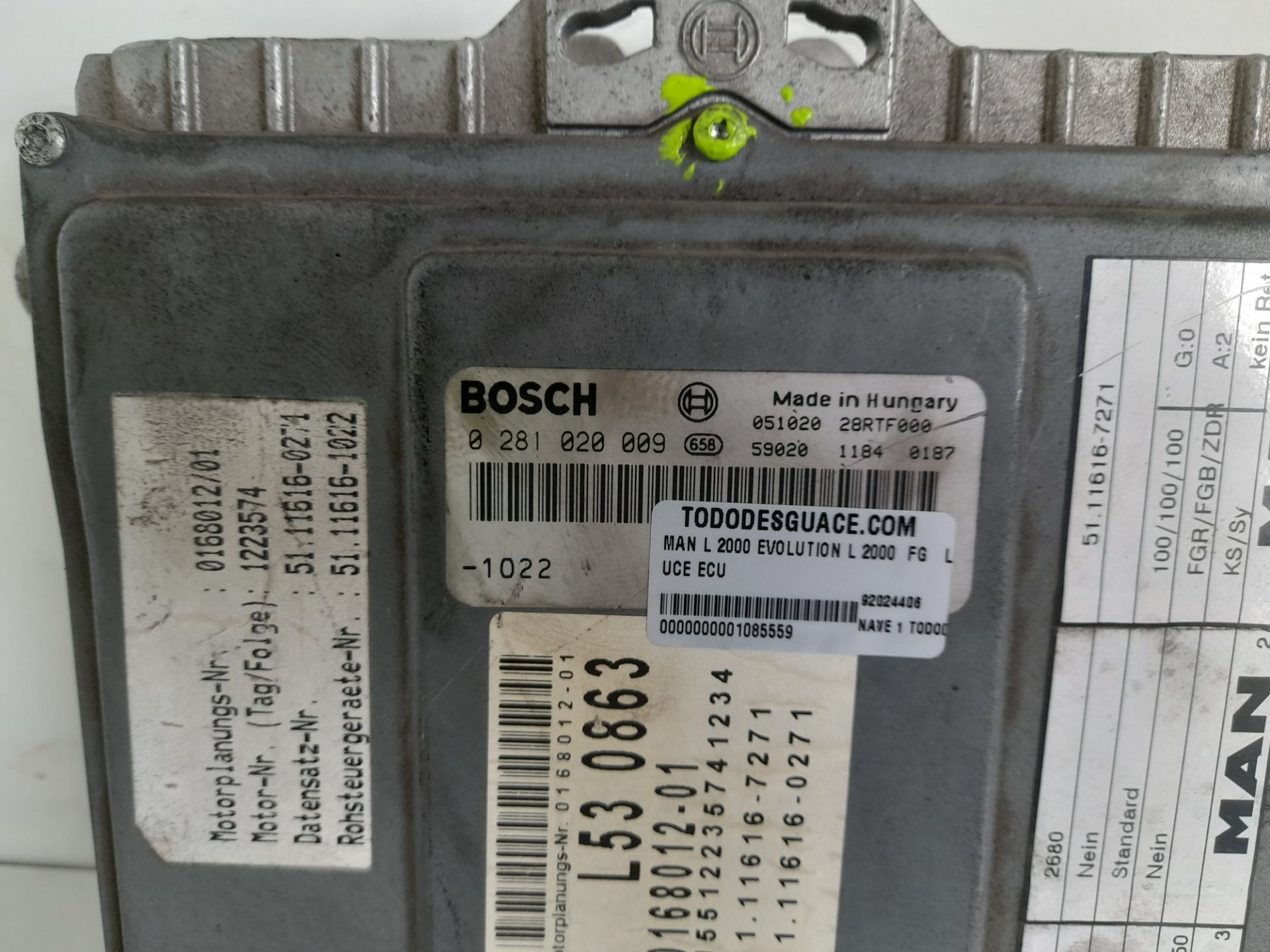 UCE ECU MAN L 2000 EVOLUTION L 2000  FG   LLC M (Largura mediana)