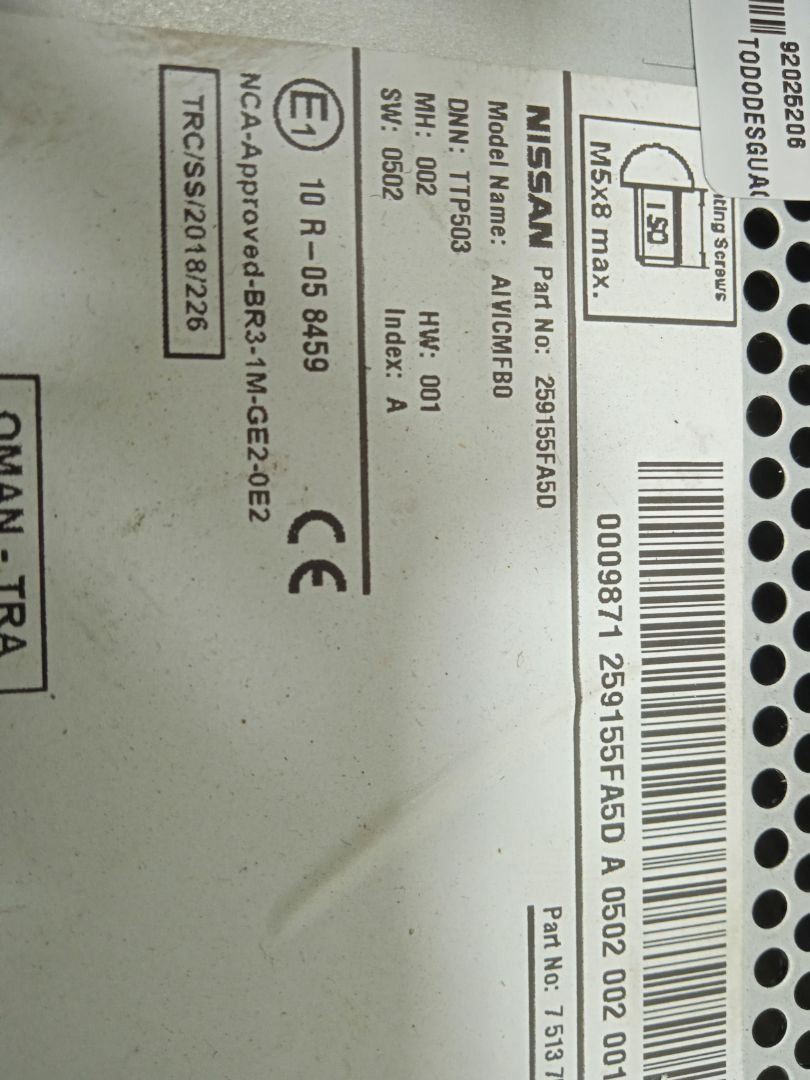 SISTEMA AUDIO / RADIO CD NISSAN MICRA V (K14) Acenta