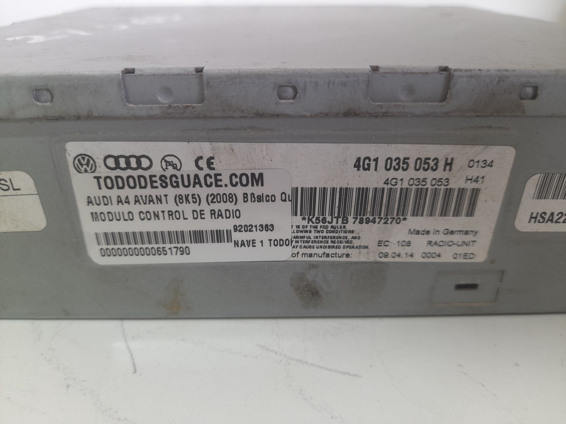 MODULO CONTROL DE RADIO AUDI A4 AVANT (8K5) (2008) Básico Quattro   |   01.12 - 12.15