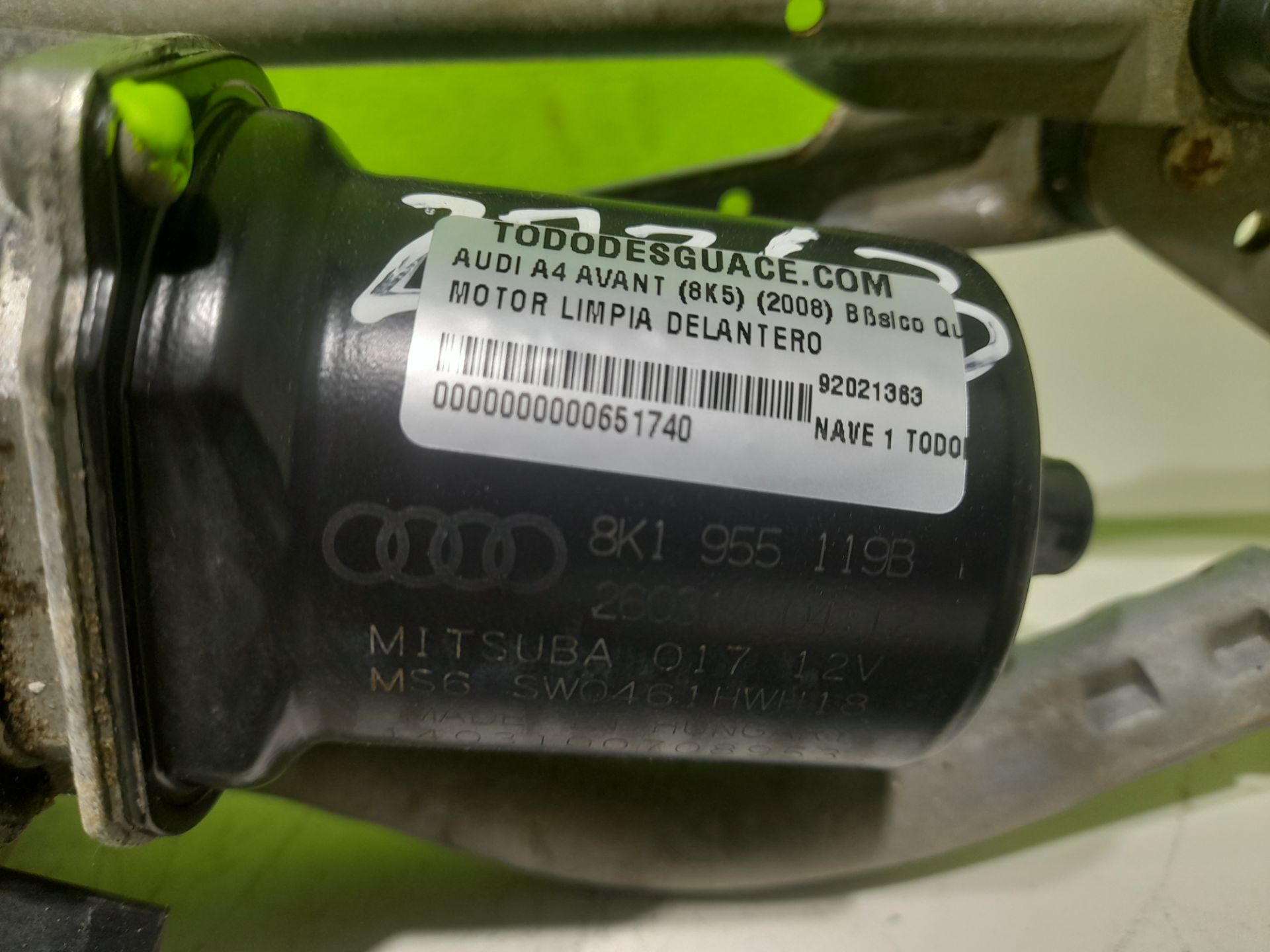 MOTOR LIMPIA DELANTERO AUDI A4 AVANT (8K5) (2008) Básico Quattro   |   01.12 - 12.15