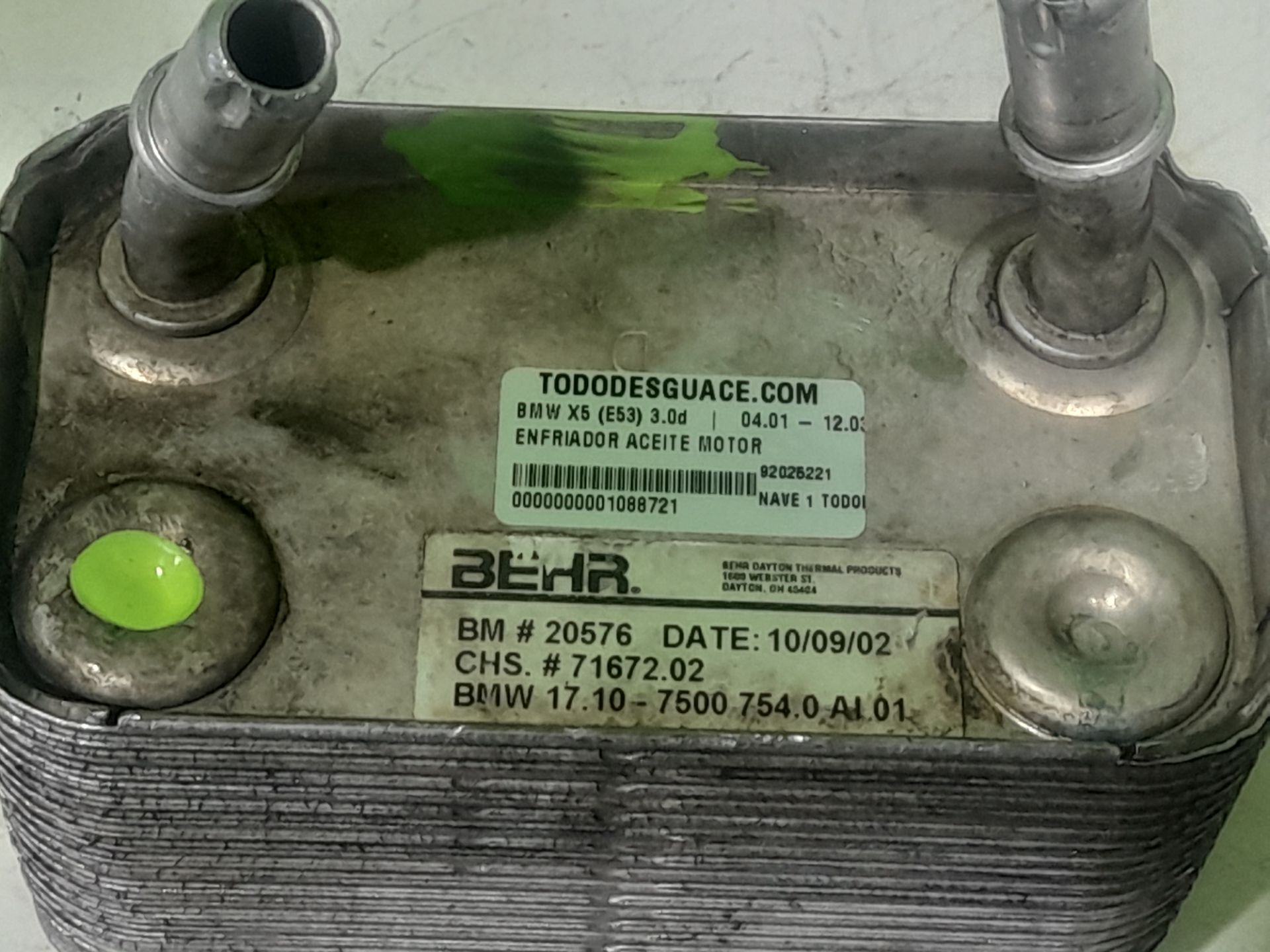 ENFRIADOR ACEITE MOTOR BMW X5 (E53) 3.0d