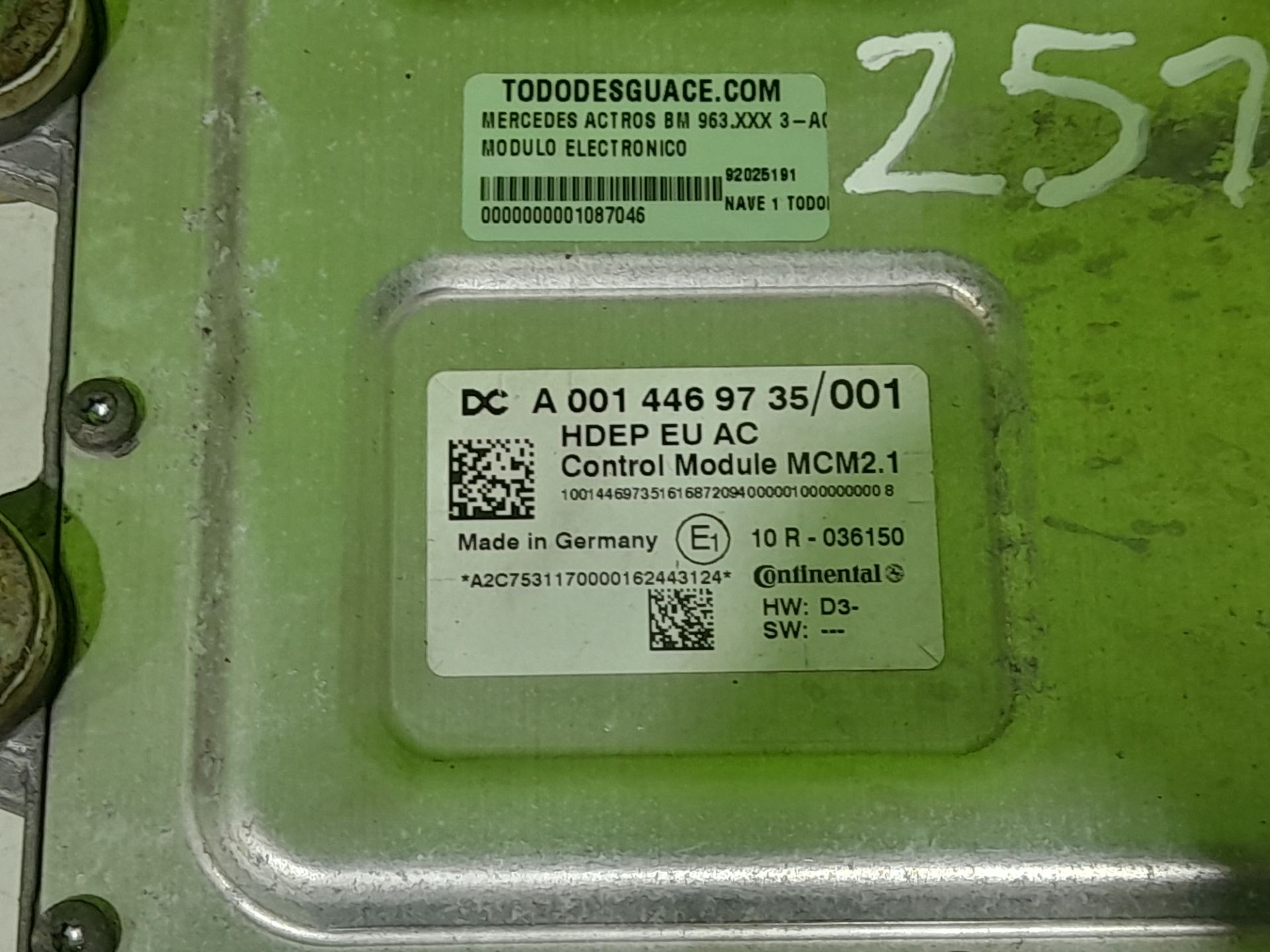 MODULO ELECTRONICO MERCEDES-BENZ ACTROS BM 963.XXX 3-ACHSER 25XX 6x2 SZM L BigSpace
