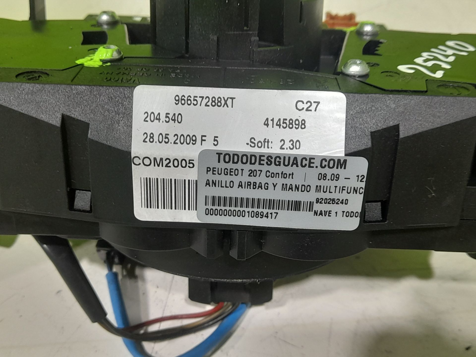 ANILLO AIRBAG Y MANDO MULTIFUNCION PEUGEOT 207 Confort