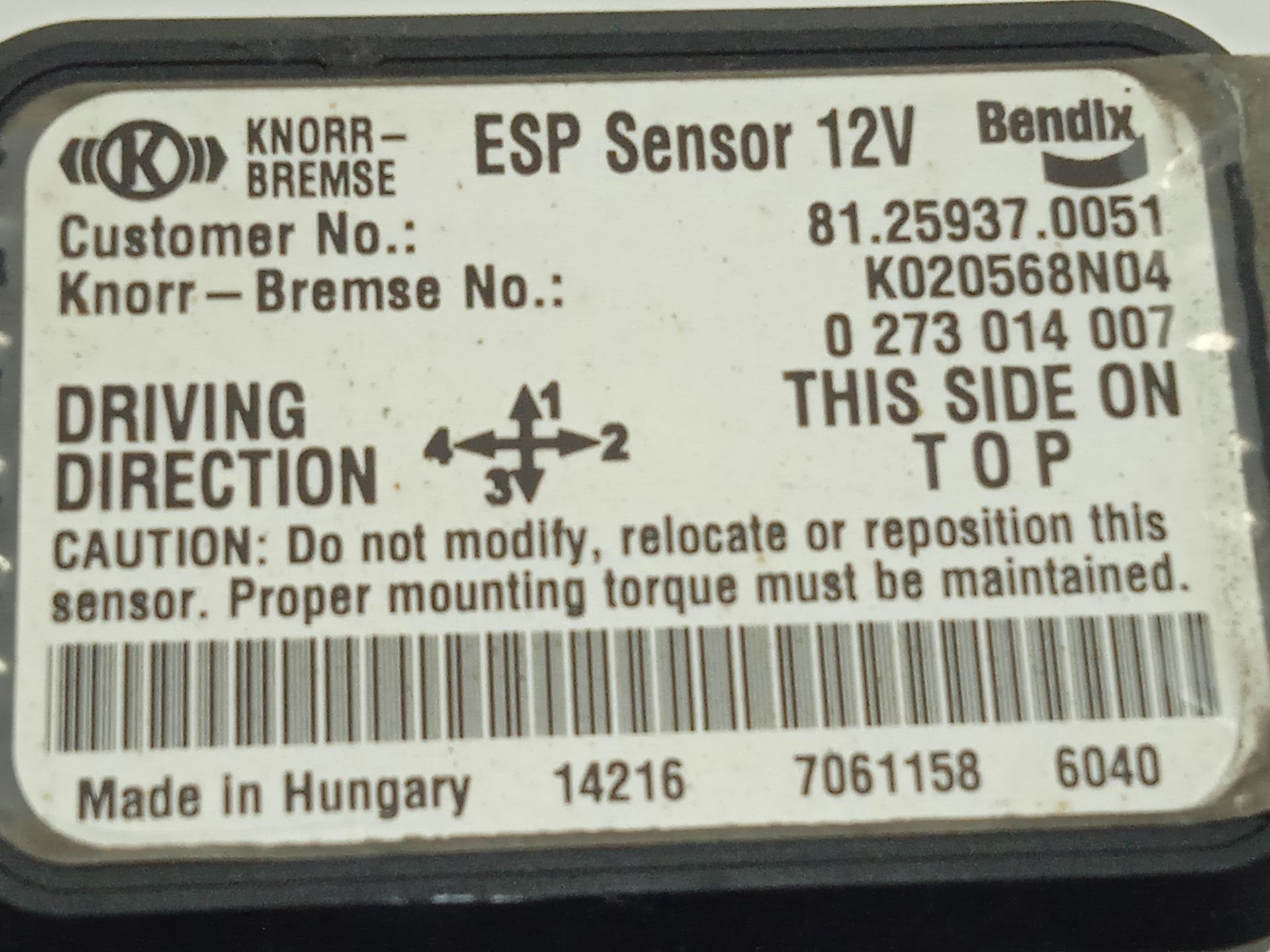 SENSOR ESP MAN TGX 18.XXX FSA / 4x2   LLS XXL