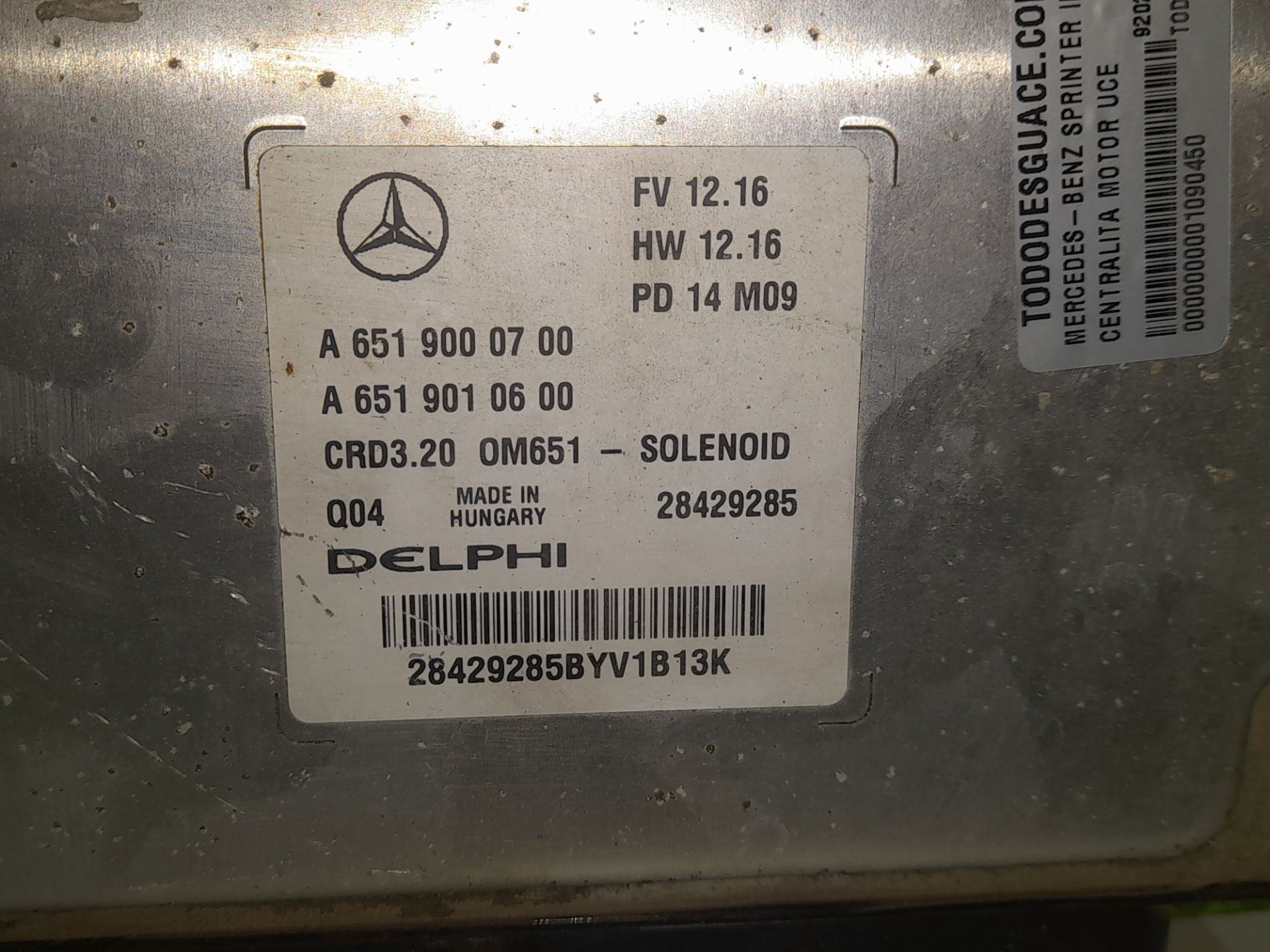CENTRALITA MOTOR UCE MERCEDES-BENZ SPRINTER III FURGÓN FWD 311/314 CDI FWD L1 (910.631)
