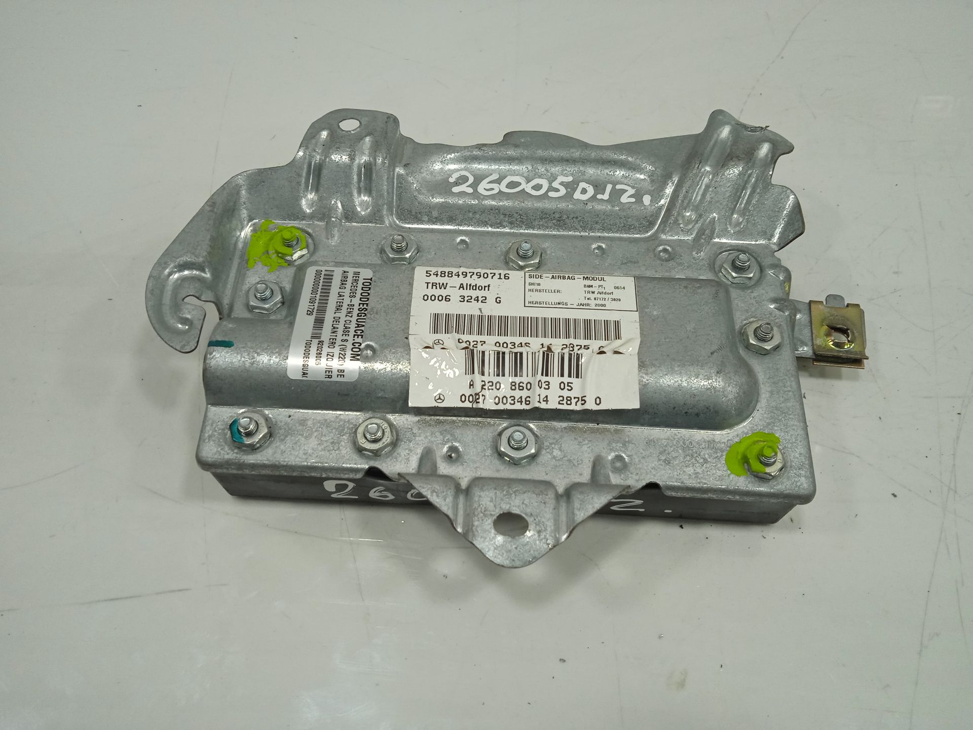 AIRBAG LATERAL DELANTERO IZQUIERDO MERCEDES-BENZ CLASE S (W220) BERLINA 320 (220.065)