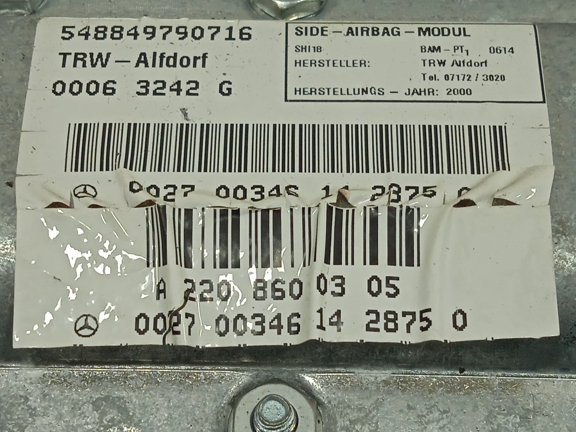 AIRBAG LATERAL DELANTERO IZQUIERDO MERCEDES-BENZ CLASE S (W220) BERLINA 320 (220.065)