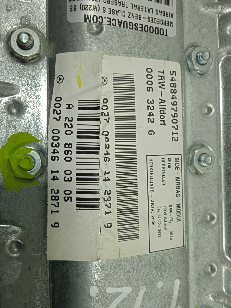 AIRBAG LATERAL TRASERO IZQUIERDO MERCEDES-BENZ CLASE S (W220) BERLINA 320 (220.065)
