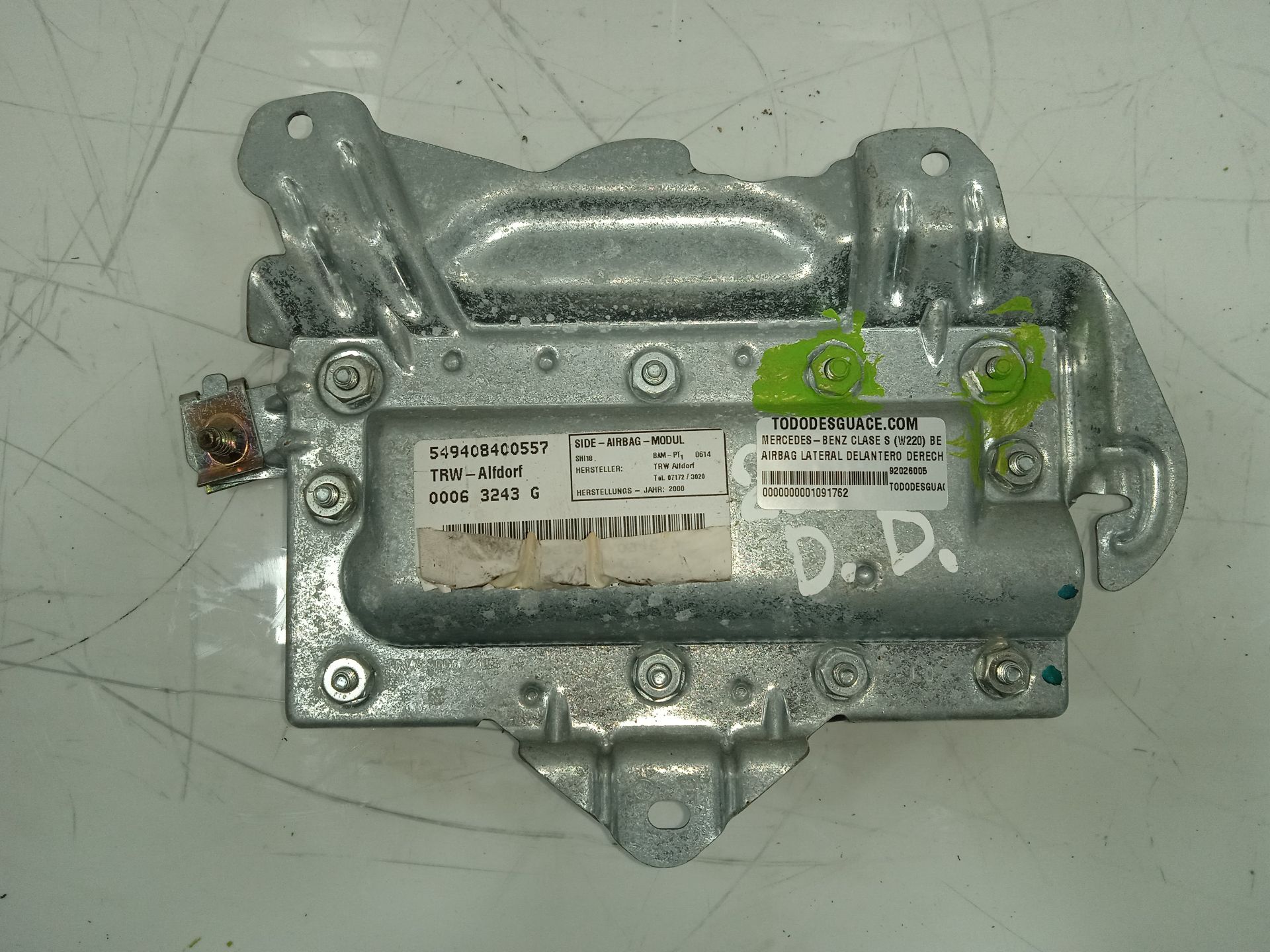 AIRBAG LATERAL DELANTERO DERECHO MERCEDES-BENZ CLASE S (W220) BERLINA 320 (220.065)