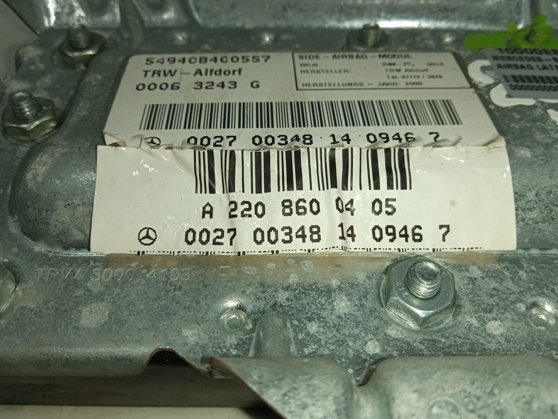 AIRBAG LATERAL DELANTERO DERECHO MERCEDES-BENZ CLASE S (W220) BERLINA 320 (220.065)