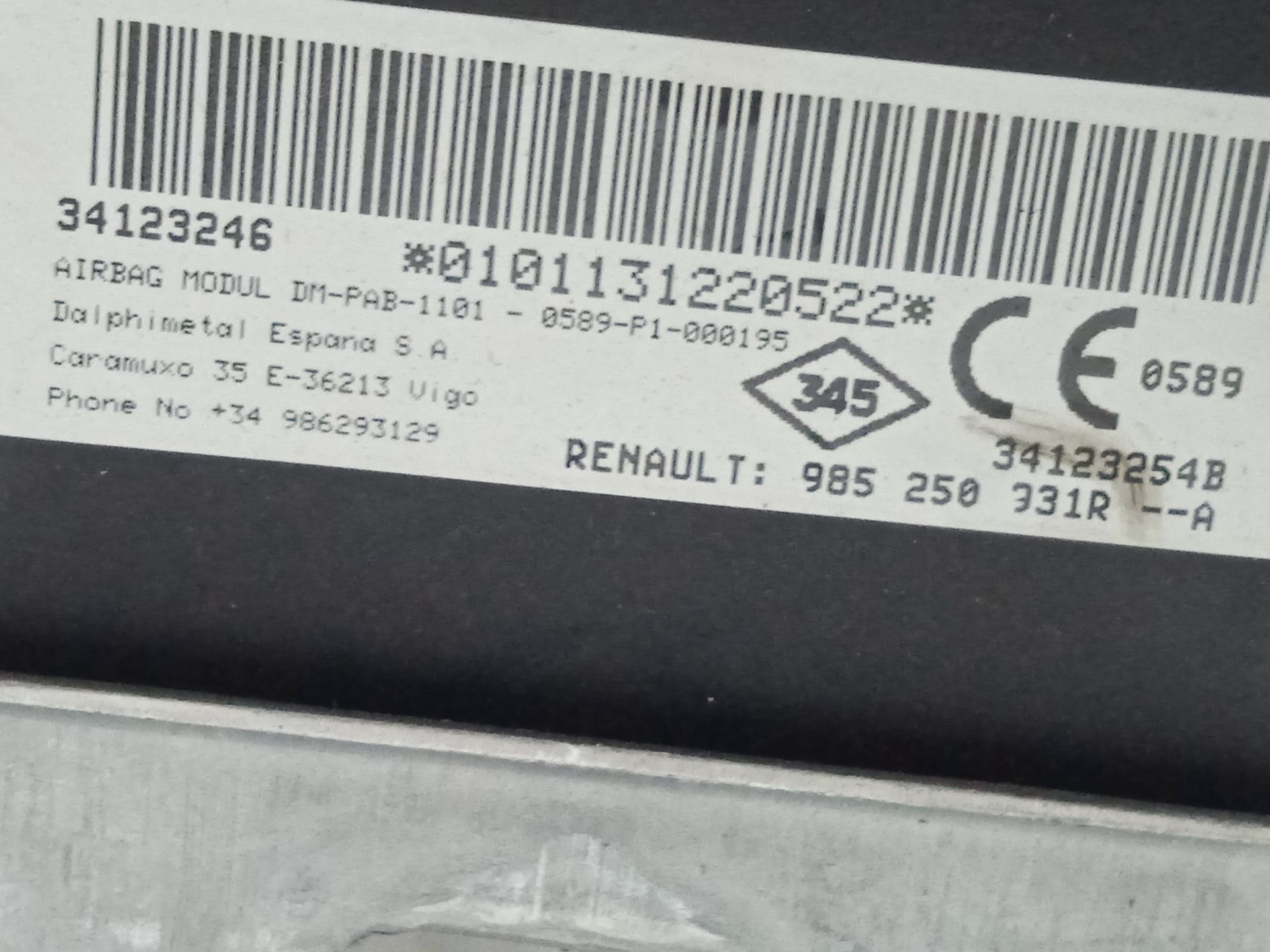 AIRBAG DELANTERO DERECHO DACIA SANDERO Ambiance