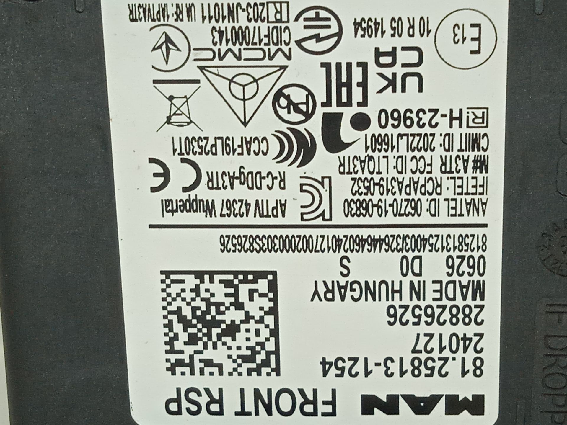 SENSOR DE RADAR DELANTERO MAN TGX 33.XXX FG /   6x4   BL XL
