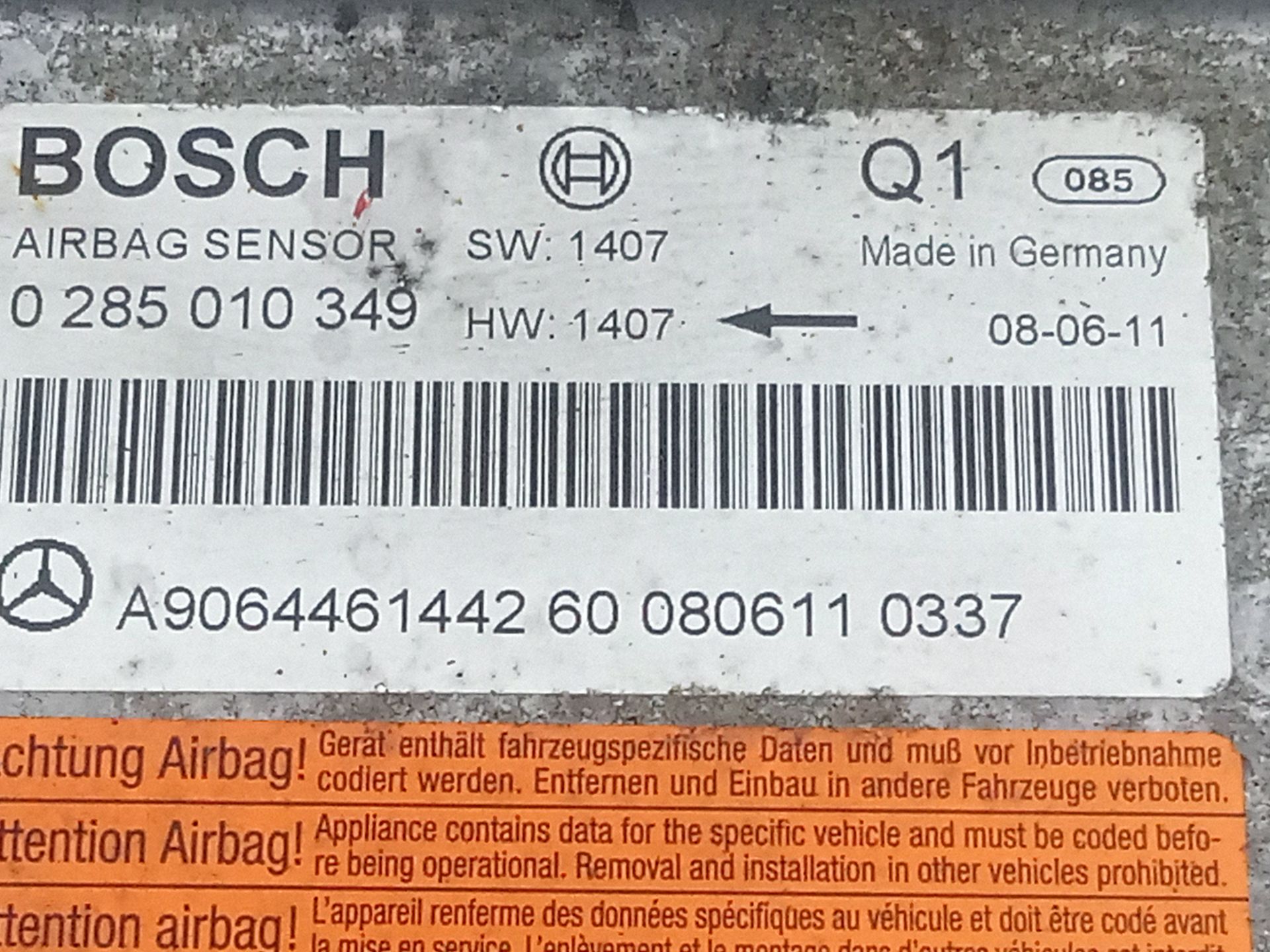 CENTRALITA AIRBAG MERCEDES-BENZ SPRINTERII COMBI (DESDE 01.06) 211/215 CDI (906.711/713)