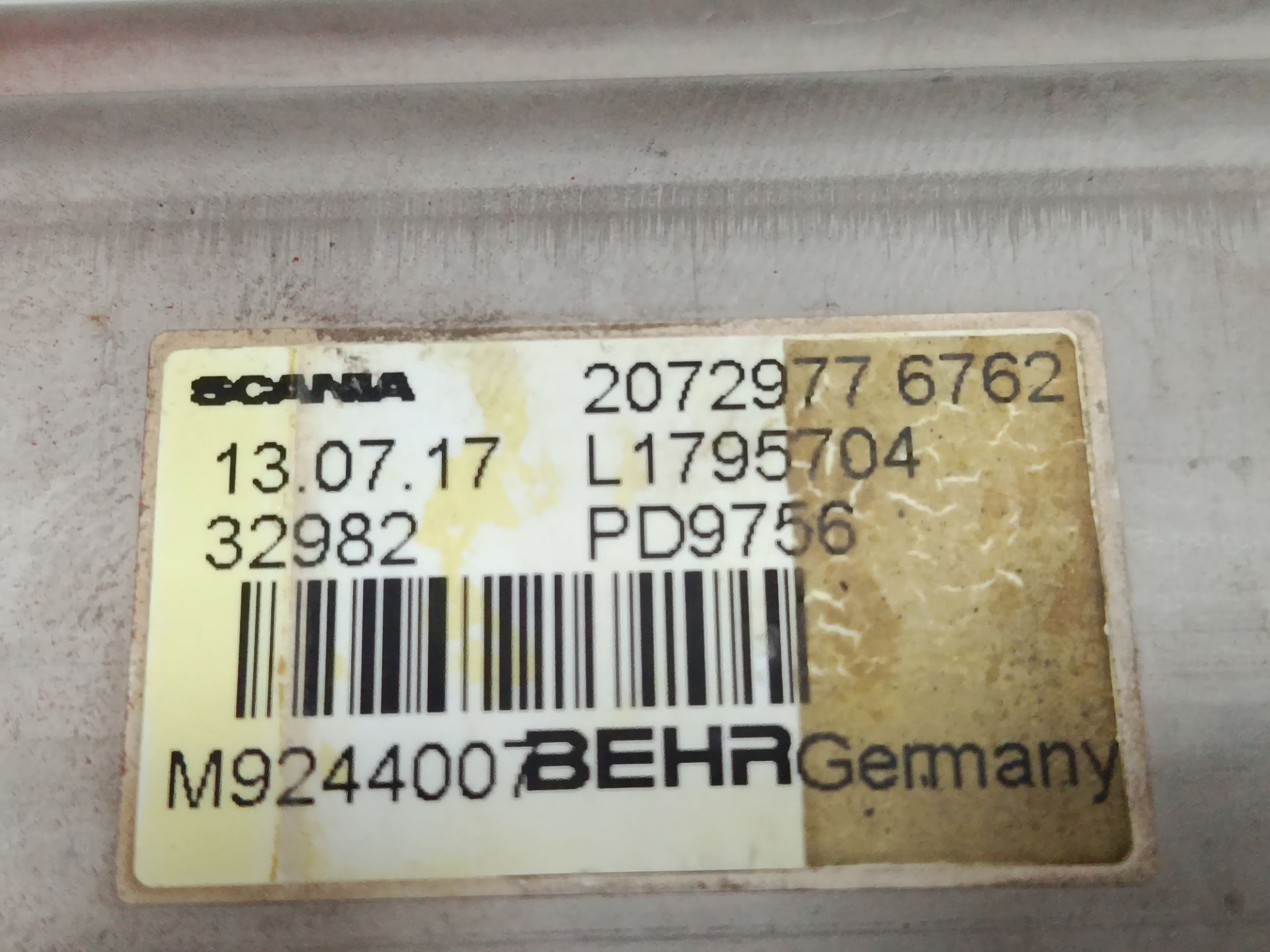 ENFRIADOR EGR SCANIA SERIE P/G/R (C-CLASE) FSa G480 (4x2) Largura mediana CG 16