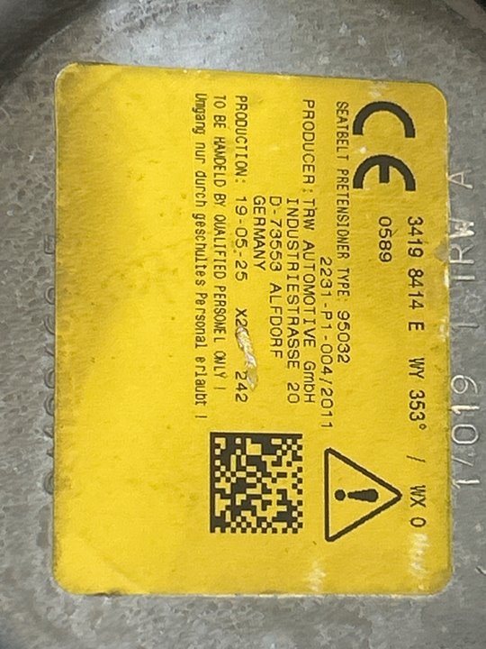 CINTURON SEGURIDAD DELANTERO DERECHO PEUGEOT 3008 ACTIVE PACK