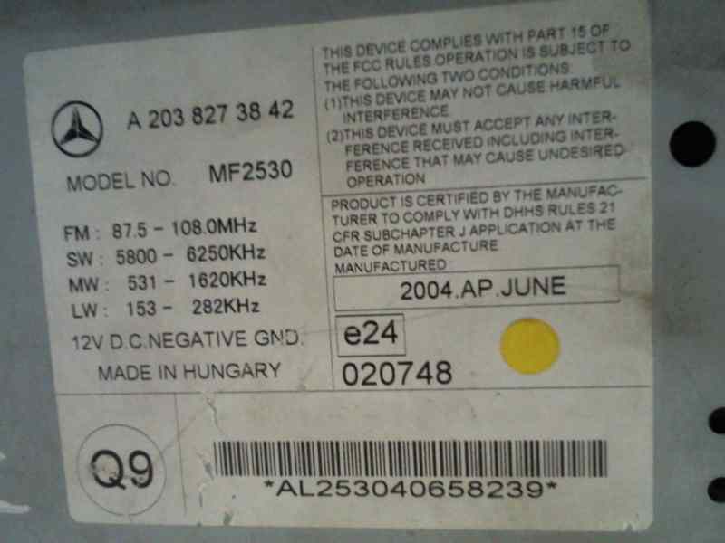 SISTEMA AUDIO / RADIO CD MERCEDES CLASE C (W203) FAMILIAR C 230 T Compressor   (203.208)