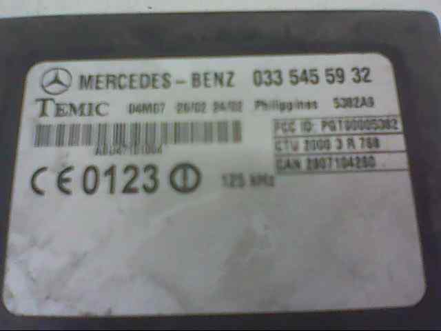 CENTRALITA INMOVILIZADOR MERCEDES SPRINTER 02.00 -> CAJA CERRADA, TECHO ELEVADO 2.2 CDI CAT