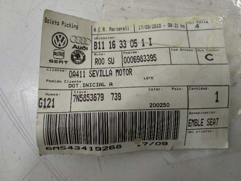 ANAGRAMA TRASERO SEAT RECAMBIO ORIGINAL ACCESORIOS