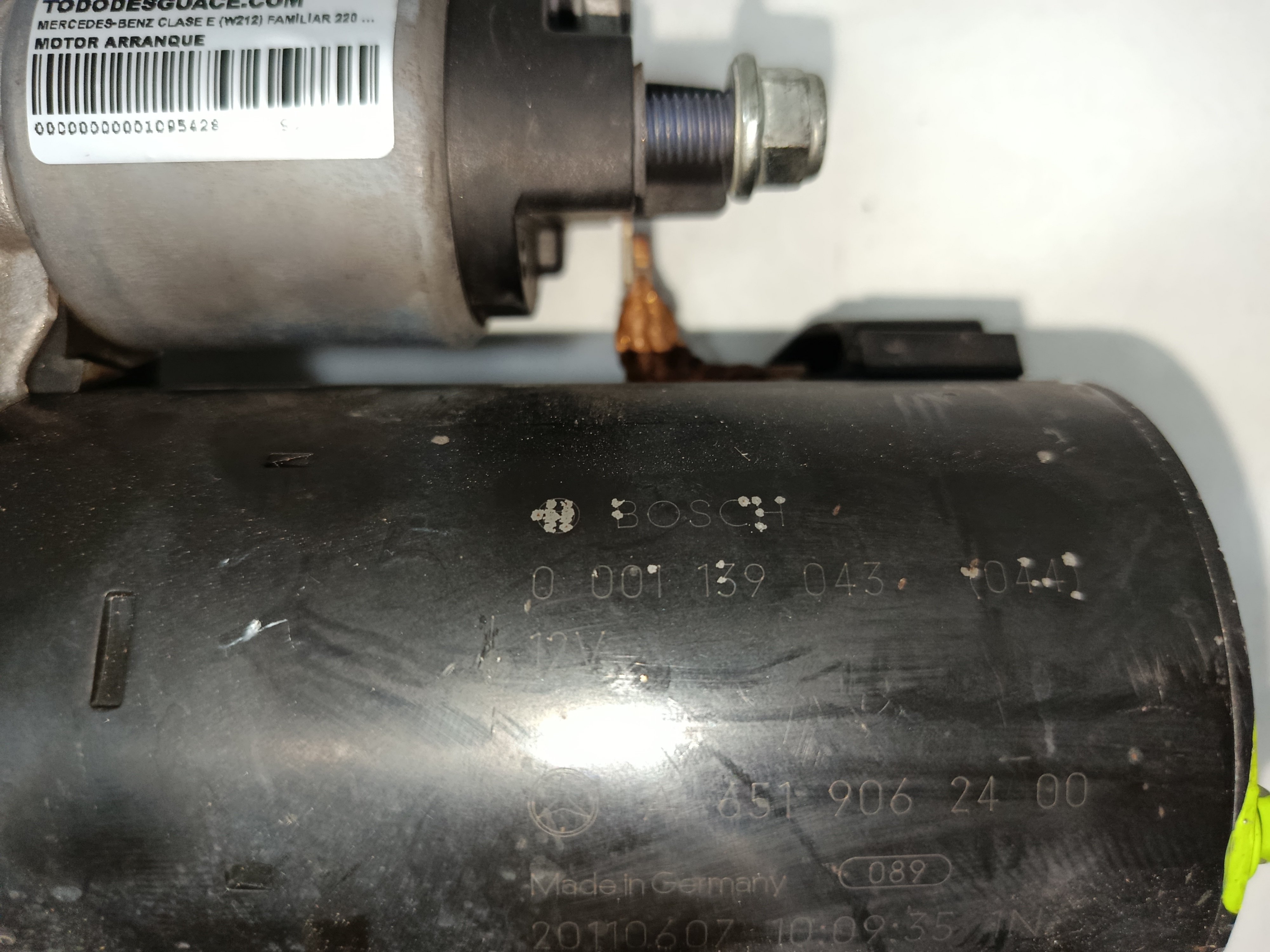 MOTOR ARRANQUE MERCEDES-BENZ CLASE E (W212) FAMILIAR 220 CDI BlueEfficiency (212.202)