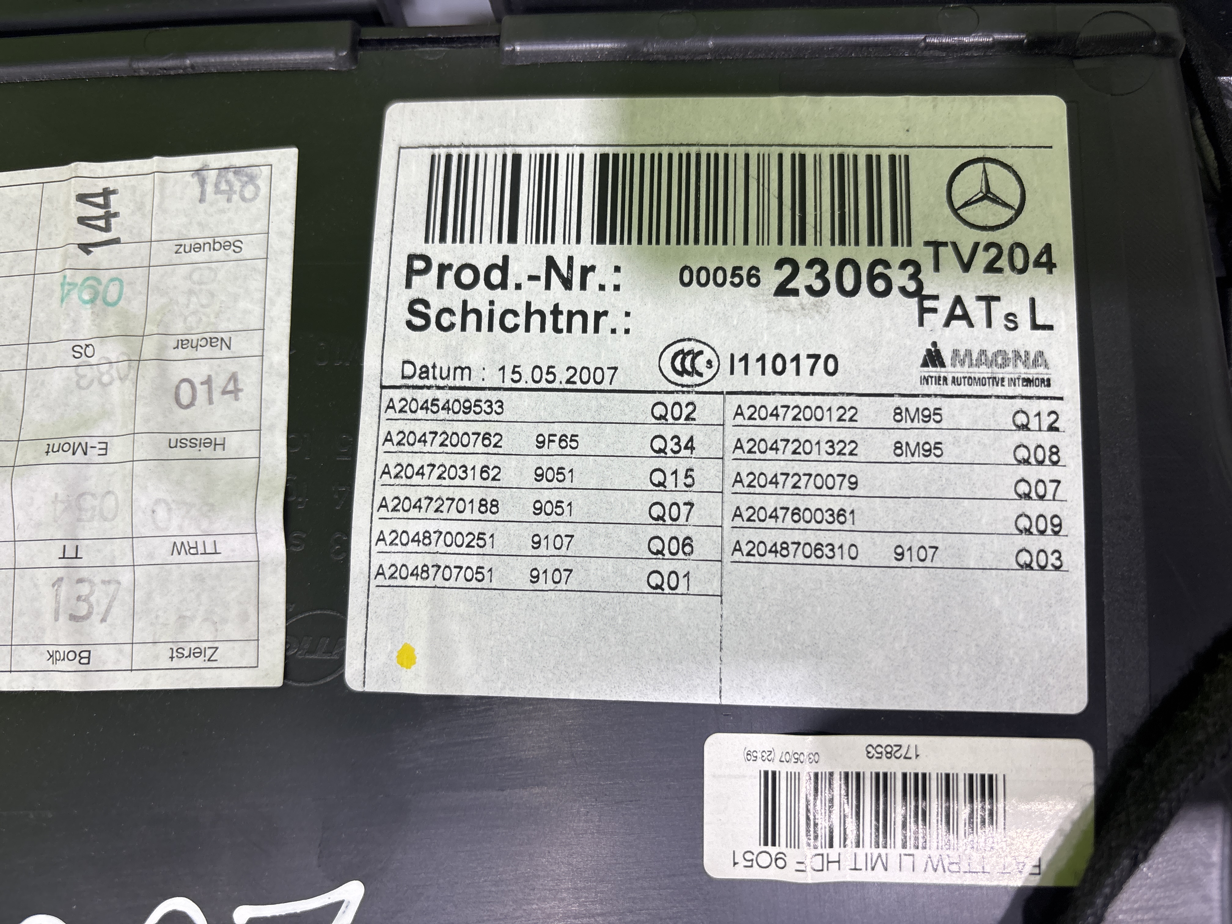 PAÑO PUERTA DELANTERO IZQUIERDO MERCEDES CLASE C (W204) BERLINA 2.1 CDI CAT