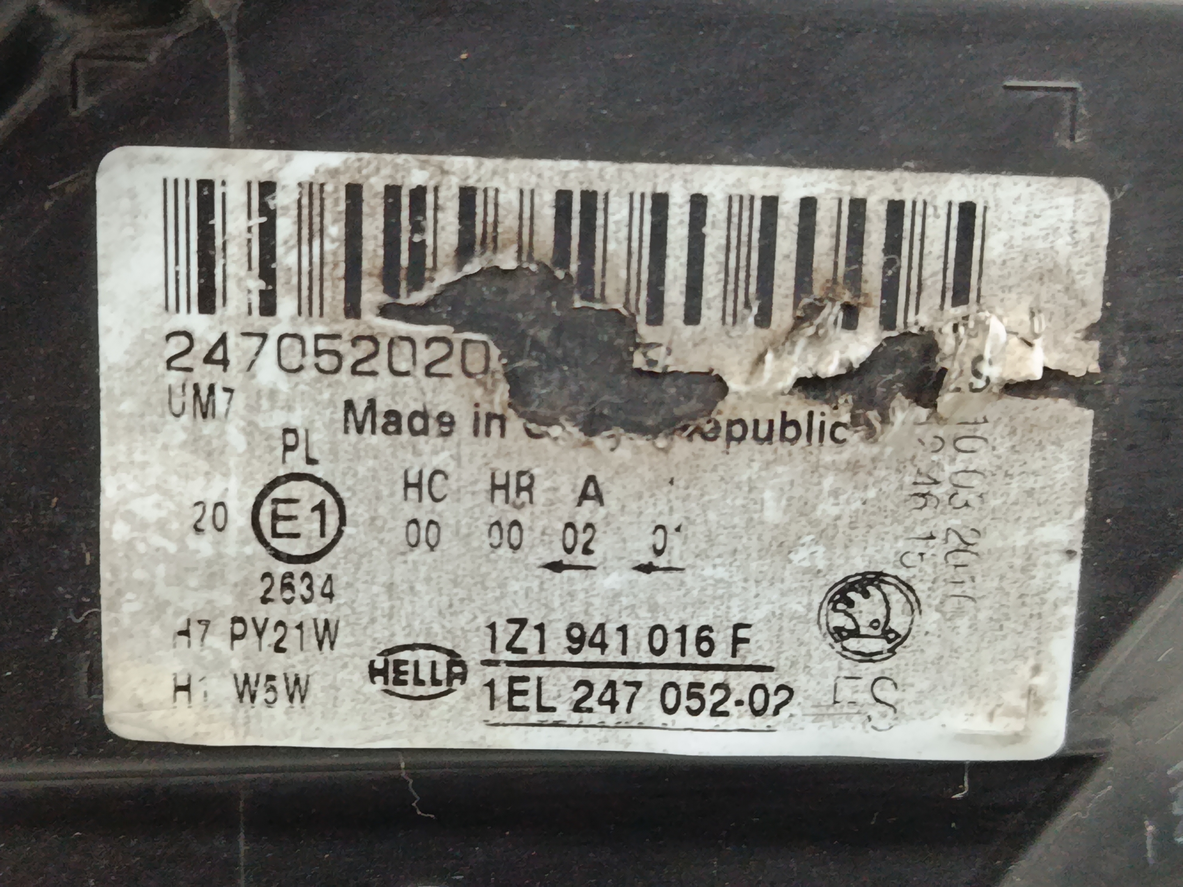 FARO DERECHO SKODA OCTAVIA BERLINA (1Z3) Active